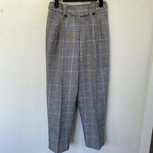 NWOT Topshop plaid black white burgundy work career church pants. Size 2